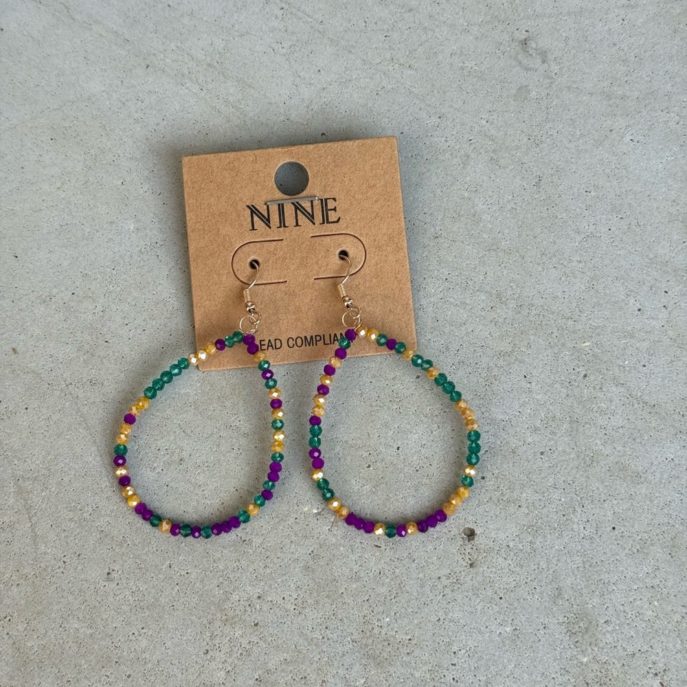 Colorful Beaded Hoop Earrings
